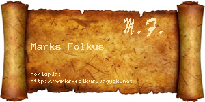 Marks Folkus névjegykártya